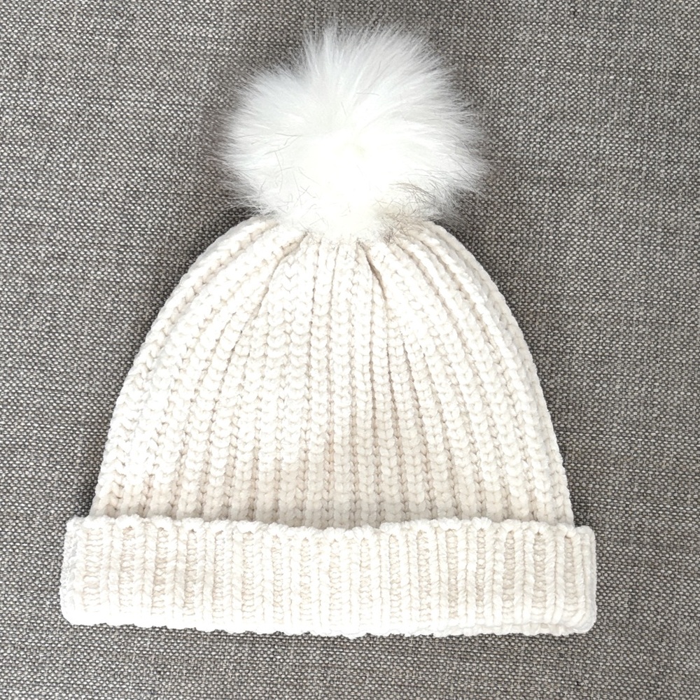 Joe Fresh Cream Knit Kids Beanie with Pom-Pom